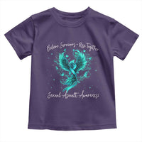 Sexual Assault Awareness Toddler T Shirt Phoenix Bird Reborn Rising Born Again Firebird Teal Ribbon