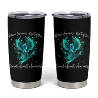 Sexual Assault Awareness Tumbler Cup Phoenix Bird Reborn Rising Born Again Firebird Teal Ribbon
