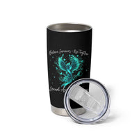 Sexual Assault Awareness Tumbler Cup Phoenix Bird Reborn Rising Born Again Firebird Teal Ribbon