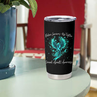 Sexual Assault Awareness Tumbler Cup Phoenix Bird Reborn Rising Born Again Firebird Teal Ribbon