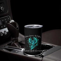 Sexual Assault Awareness Tumbler Cup Phoenix Bird Reborn Rising Born Again Firebird Teal Ribbon