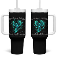 Sexual Assault Awareness Tumbler With Handle Phoenix Bird Reborn Rising Born Again Firebird Teal Ribbon