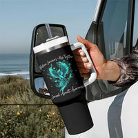 Sexual Assault Awareness Tumbler With Handle Phoenix Bird Reborn Rising Born Again Firebird Teal Ribbon