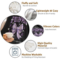 In May We Wear Purple Lupus Awareness Throw Blanket Purple Ribbon Coquette Bow
