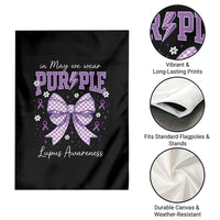 In May We Wear Purple Lupus Awareness Garden Flag Purple Ribbon Coquette Bow
