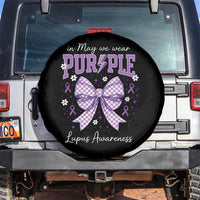 In May We Wear Purple Lupus Awareness Spare Tire Cover Purple Ribbon Coquette Bow