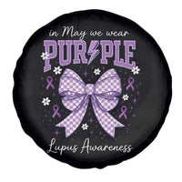 In May We Wear Purple Lupus Awareness Spare Tire Cover Purple Ribbon Coquette Bow