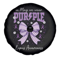 In May We Wear Purple Lupus Awareness Spare Tire Cover Purple Ribbon Coquette Bow