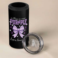 In May We Wear Purple Lupus Awareness 4 in 1 Can Cooler Tumbler Purple Ribbon Coquette Bow