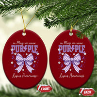 In May We Wear Purple Lupus Awareness Ceramic Ornament Purple Ribbon Coquette Bow