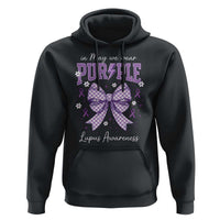 In May We Wear Purple Lupus Awareness Hoodie Purple Ribbon Coquette Bow
