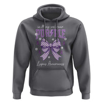 In May We Wear Purple Lupus Awareness Hoodie Purple Ribbon Coquette Bow