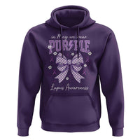 In May We Wear Purple Lupus Awareness Hoodie Purple Ribbon Coquette Bow