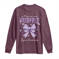 In May We Wear Purple Lupus Awareness Long Sleeve Shirt Purple Ribbon Coquette Bow