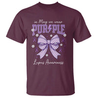 In May We Wear Purple Lupus Awareness T Shirt Purple Ribbon Coquette Bow