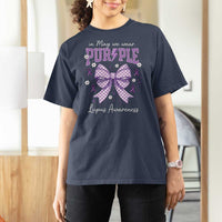 In May We Wear Purple Lupus Awareness T Shirt For Women Purple Ribbon Coquette Bow