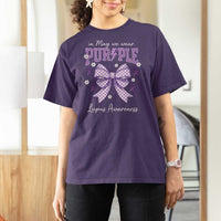 In May We Wear Purple Lupus Awareness T Shirt For Women Purple Ribbon Coquette Bow