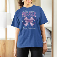 In May We Wear Purple Lupus Awareness T Shirt For Women Purple Ribbon Coquette Bow