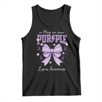 In May We Wear Purple Lupus Awareness Tank Top Purple Ribbon Coquette Bow
