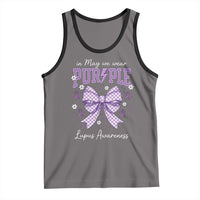 In May We Wear Purple Lupus Awareness Tank Top Purple Ribbon Coquette Bow