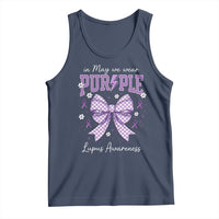 In May We Wear Purple Lupus Awareness Tank Top Purple Ribbon Coquette Bow
