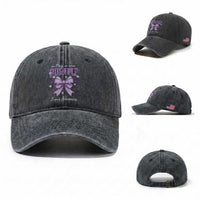In May We Wear Purple Lupus Awareness Washed Cotton Baseball Cap Purple Ribbon Coquette Bow