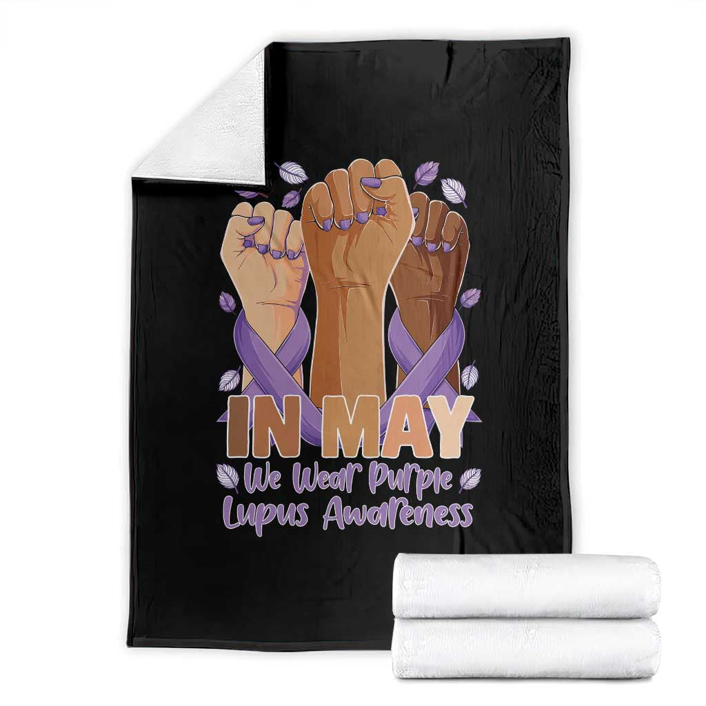 In May We Wear Purple Lupus Awareness Throw Blanket Purple Ribbon