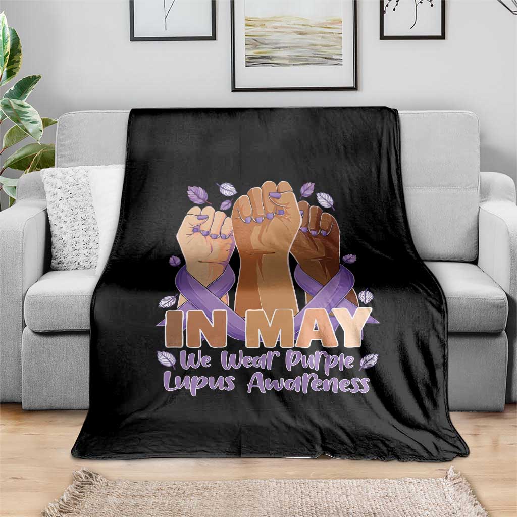 In May We Wear Purple Lupus Awareness Throw Blanket Purple Ribbon