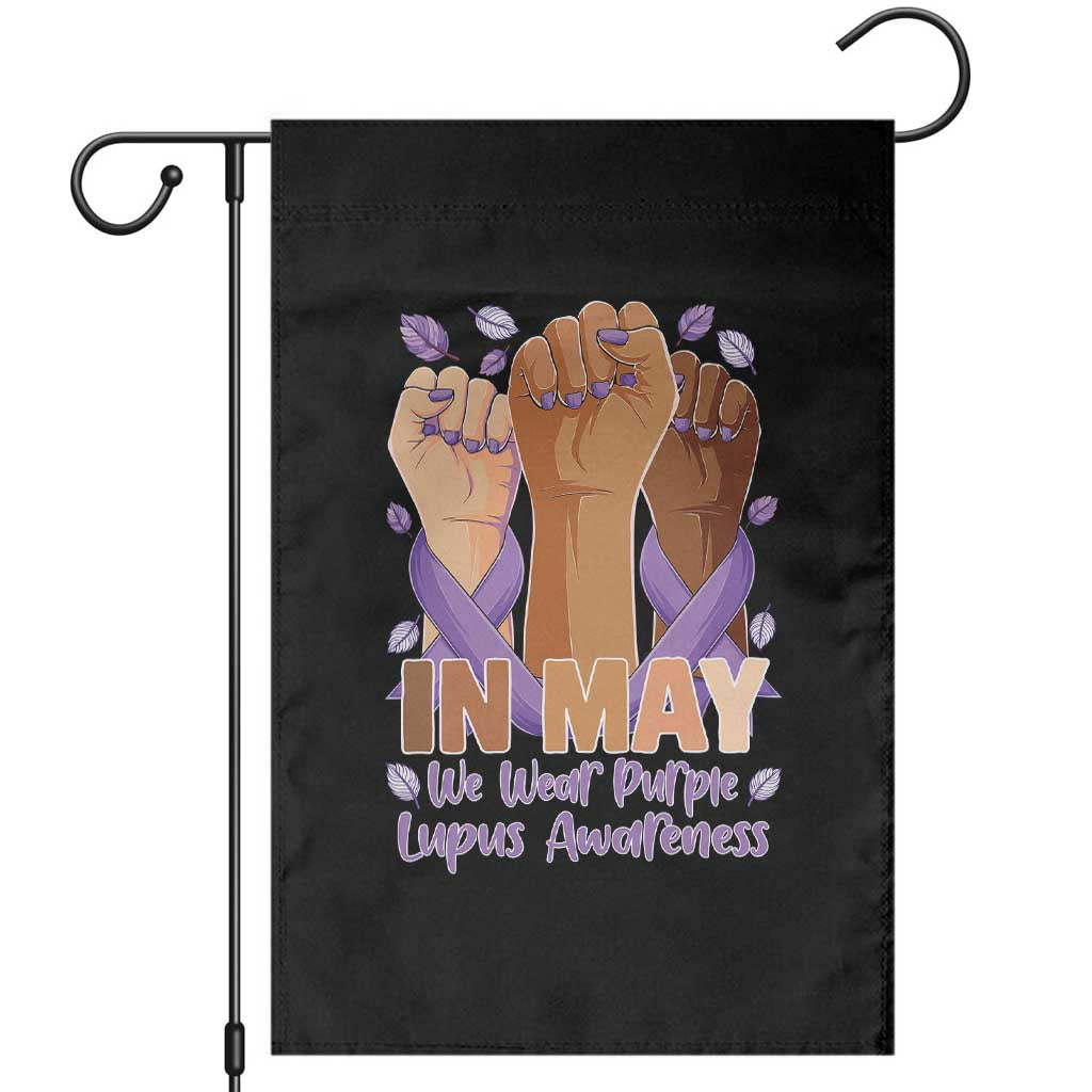 In May We Wear Purple Lupus Awareness Garden Flag Purple Ribbon