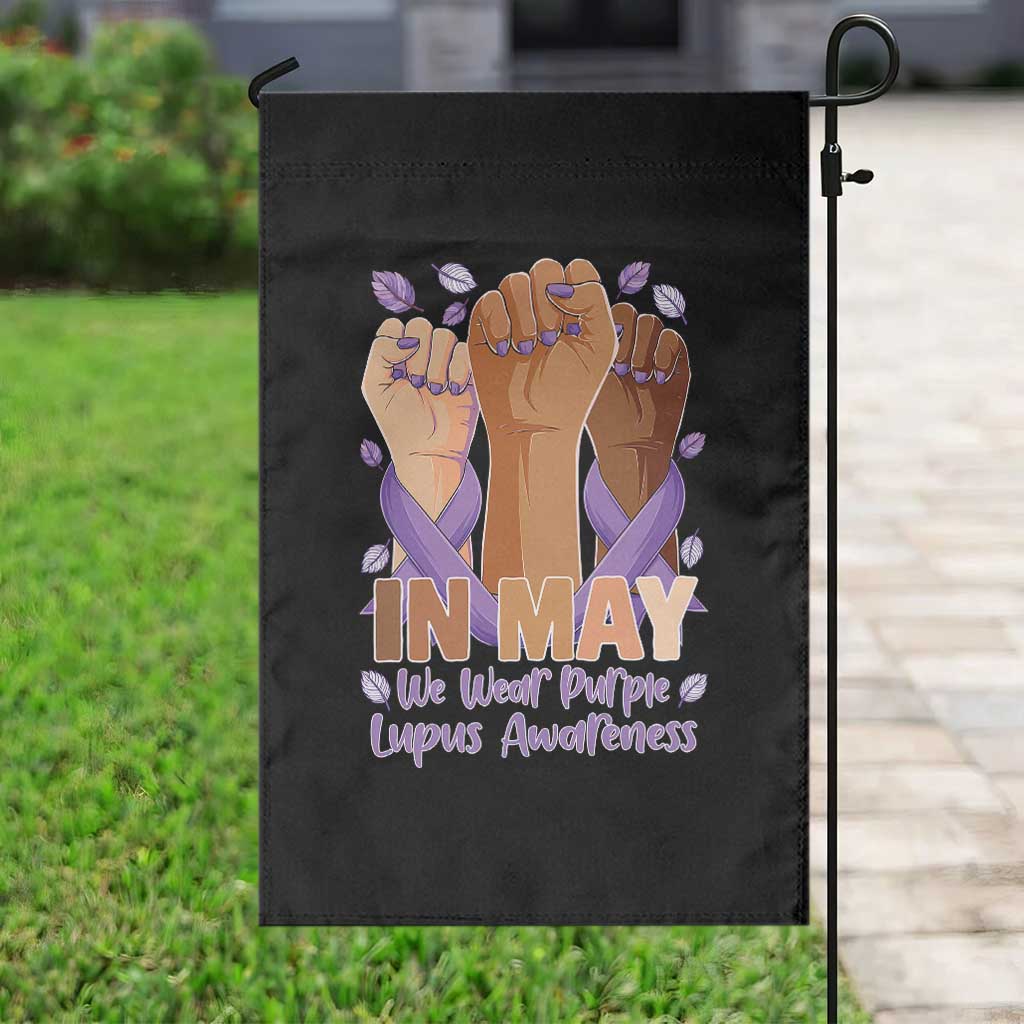In May We Wear Purple Lupus Awareness Garden Flag Purple Ribbon