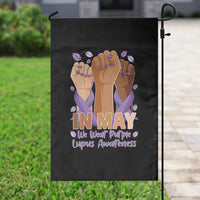 In May We Wear Purple Lupus Awareness Garden Flag Purple Ribbon