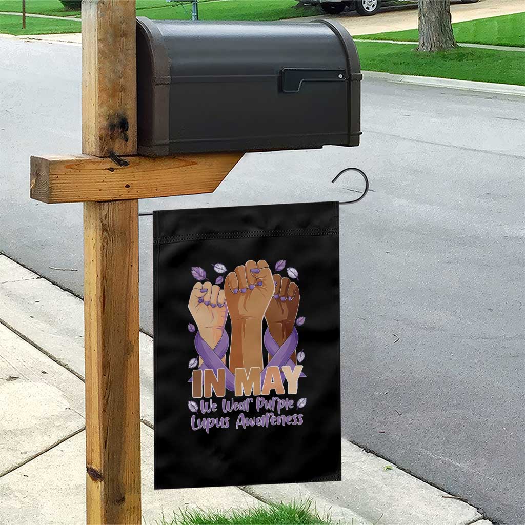 In May We Wear Purple Lupus Awareness Garden Flag Purple Ribbon