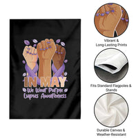 In May We Wear Purple Lupus Awareness Garden Flag Purple Ribbon