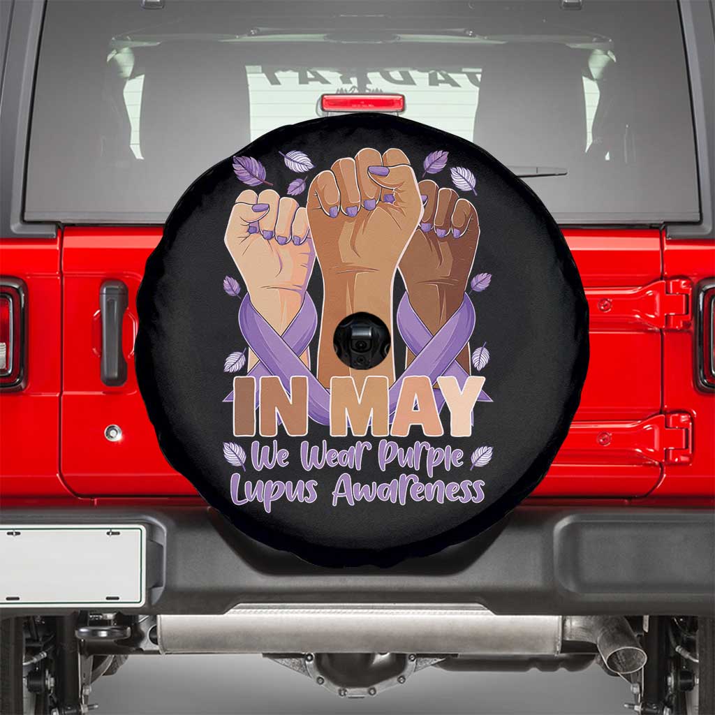 In May We Wear Purple Lupus Awareness Spare Tire Cover Purple Ribbon