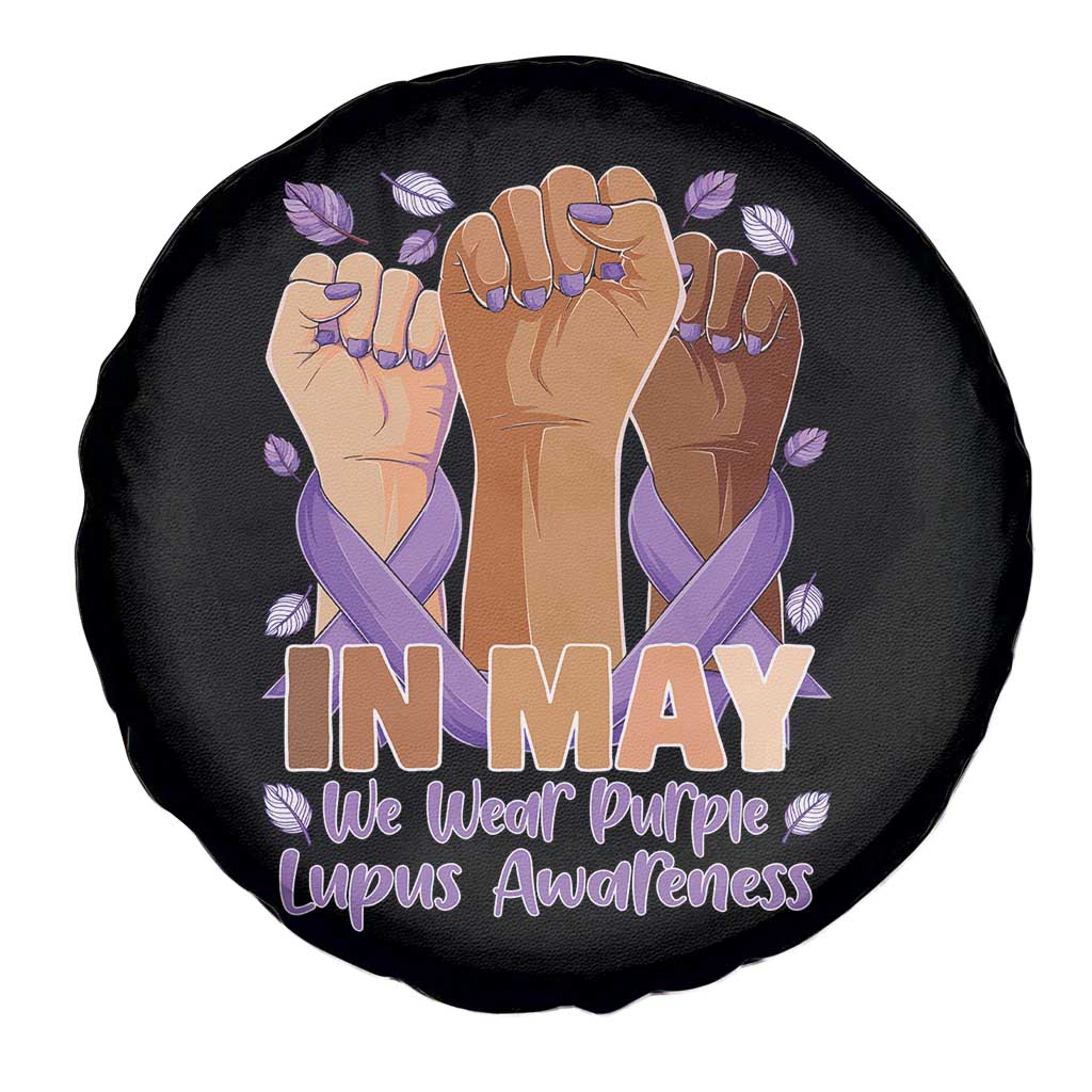 In May We Wear Purple Lupus Awareness Spare Tire Cover Purple Ribbon