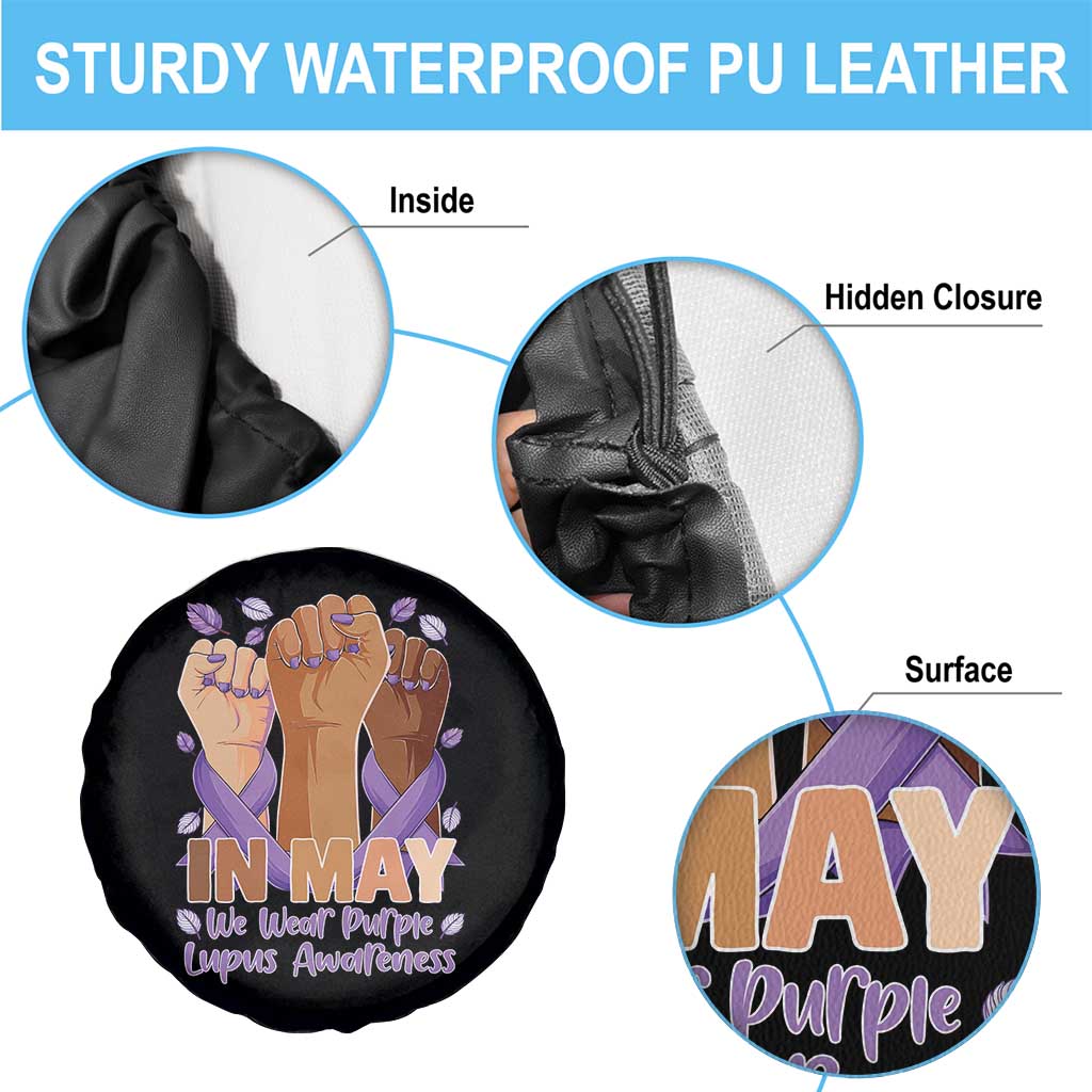 In May We Wear Purple Lupus Awareness Spare Tire Cover Purple Ribbon