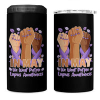 In May We Wear Purple Lupus Awareness 4 in 1 Can Cooler Tumbler Purple Ribbon