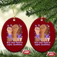 In May We Wear Purple Lupus Awareness Ceramic Ornament Purple Ribbon