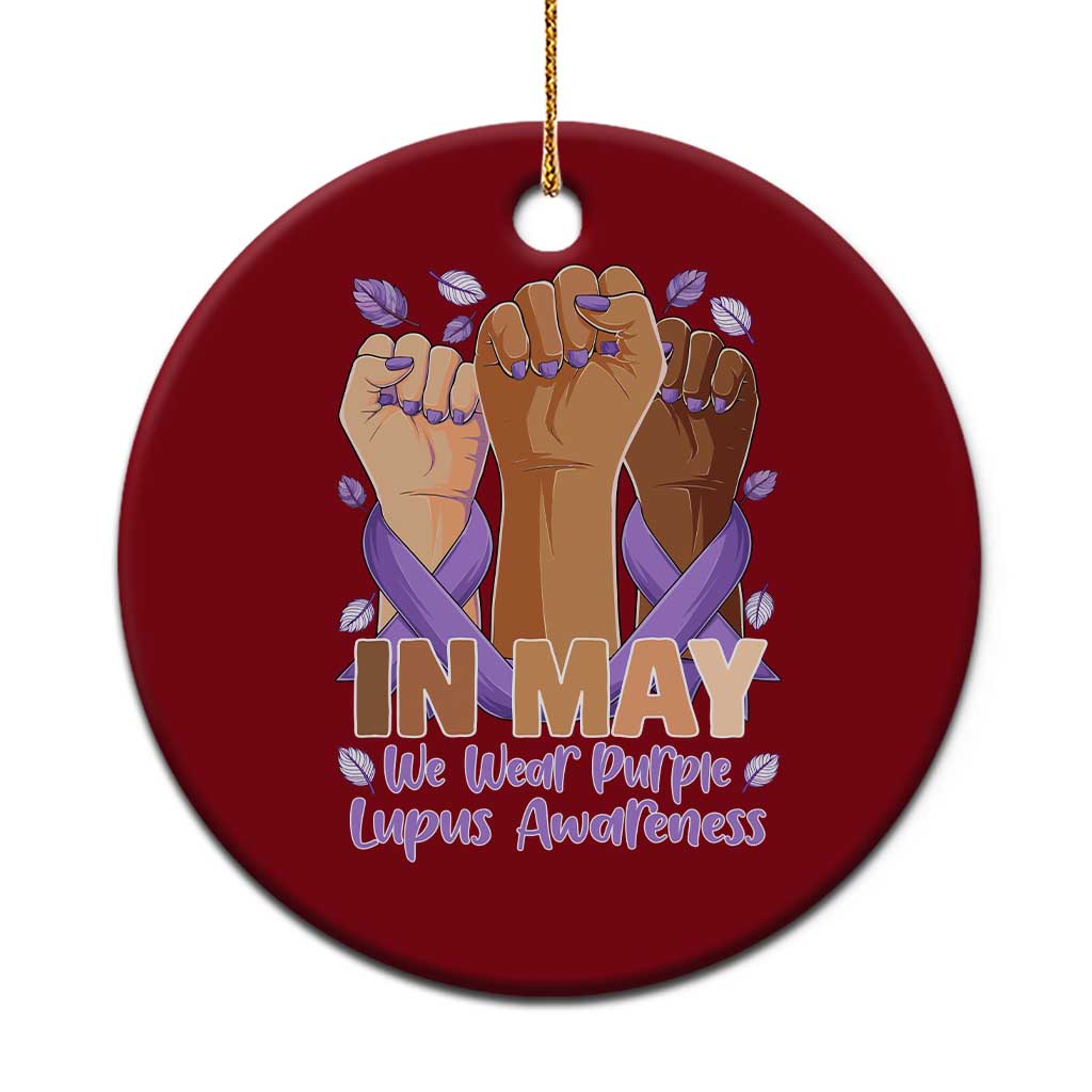 In May We Wear Purple Lupus Awareness Ceramic Ornament Purple Ribbon