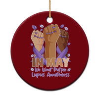 In May We Wear Purple Lupus Awareness Ceramic Ornament Purple Ribbon