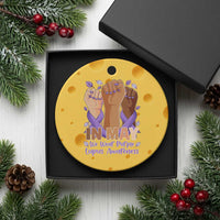 In May We Wear Purple Lupus Awareness Ceramic Ornament Purple Ribbon