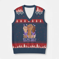 In May We Wear Purple Lupus Awareness V-Neck Knit Sweater Vest Purple Ribbon