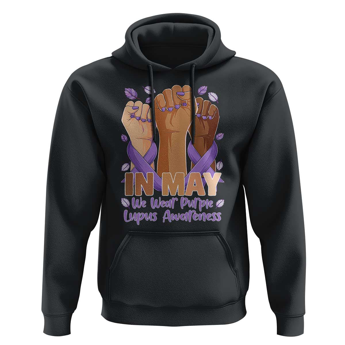 In May We Wear Purple Lupus Awareness Hoodie Purple Ribbon