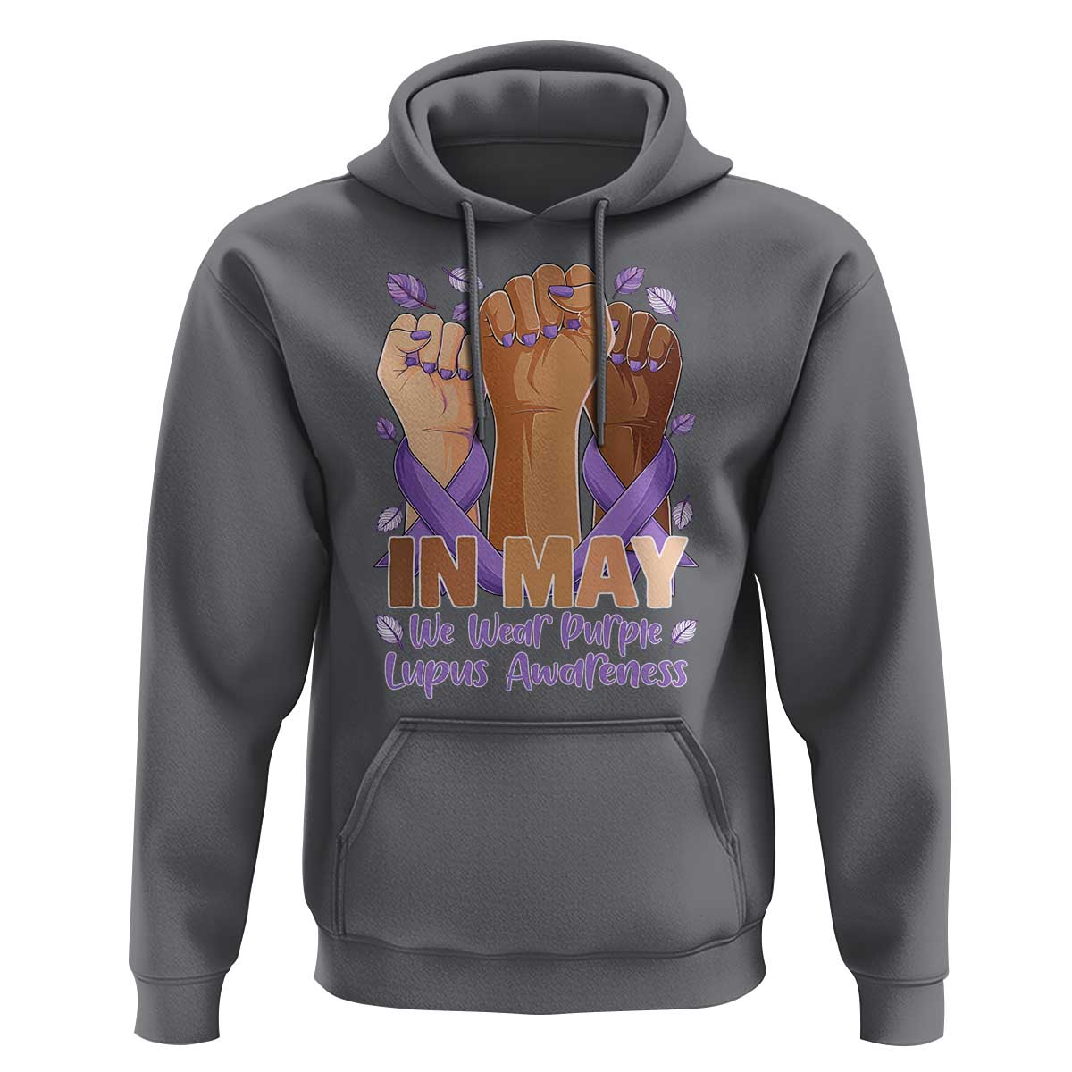 In May We Wear Purple Lupus Awareness Hoodie Purple Ribbon