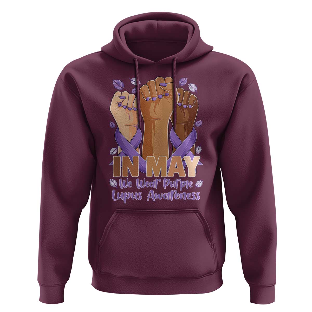 In May We Wear Purple Lupus Awareness Hoodie Purple Ribbon