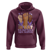 In May We Wear Purple Lupus Awareness Hoodie Purple Ribbon