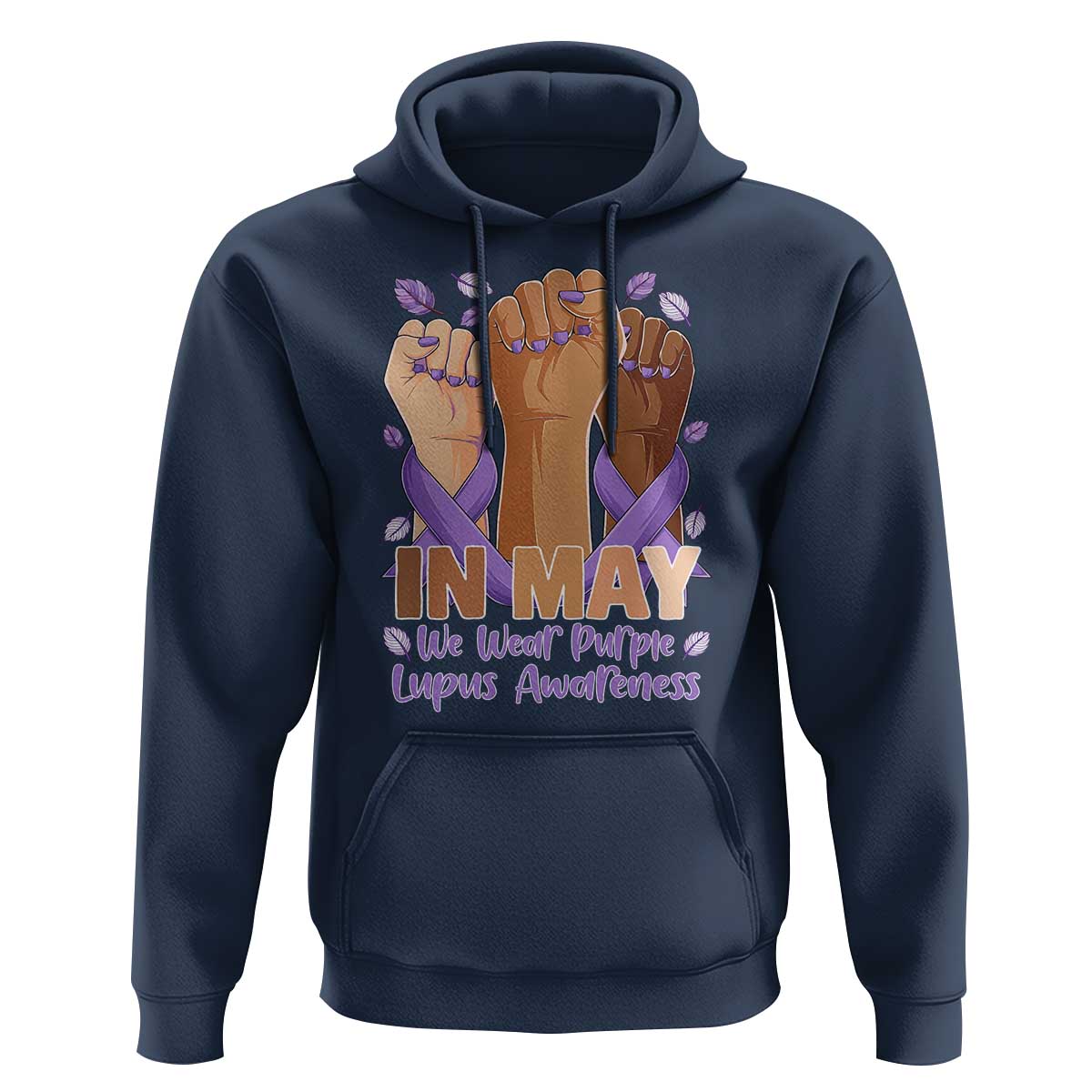 In May We Wear Purple Lupus Awareness Hoodie Purple Ribbon