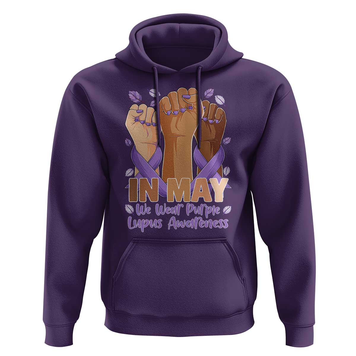 In May We Wear Purple Lupus Awareness Hoodie Purple Ribbon