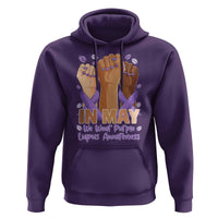 In May We Wear Purple Lupus Awareness Hoodie Purple Ribbon