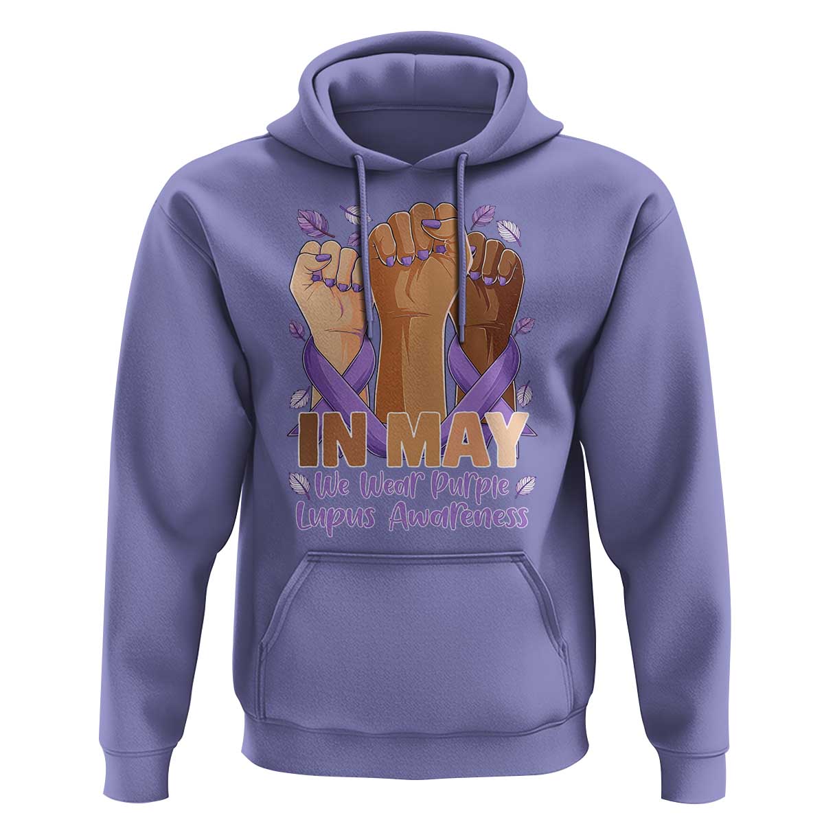 In May We Wear Purple Lupus Awareness Hoodie Purple Ribbon